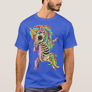 Unicorn Dabbing Skeleton Costume Funny Halloween S T-Shirt