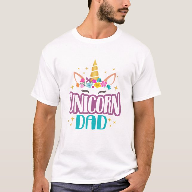 Unicorn Dad T Unicorns Birthday Party Squad Matchi T-Shirt (Front)