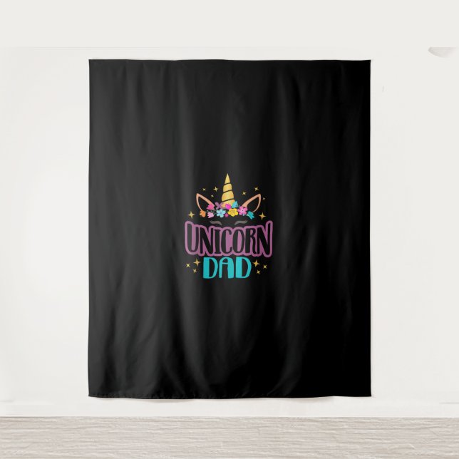 Unicorn Dad Unicorns Girls Birthday Party Squad Ma Tapestry (Front)