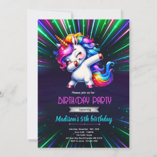 Unicorn dance Birthday party Invitation