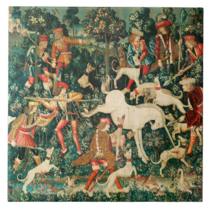 UNICORN DEFENDS ITSELF,Other Animals Green Ceramic Tile