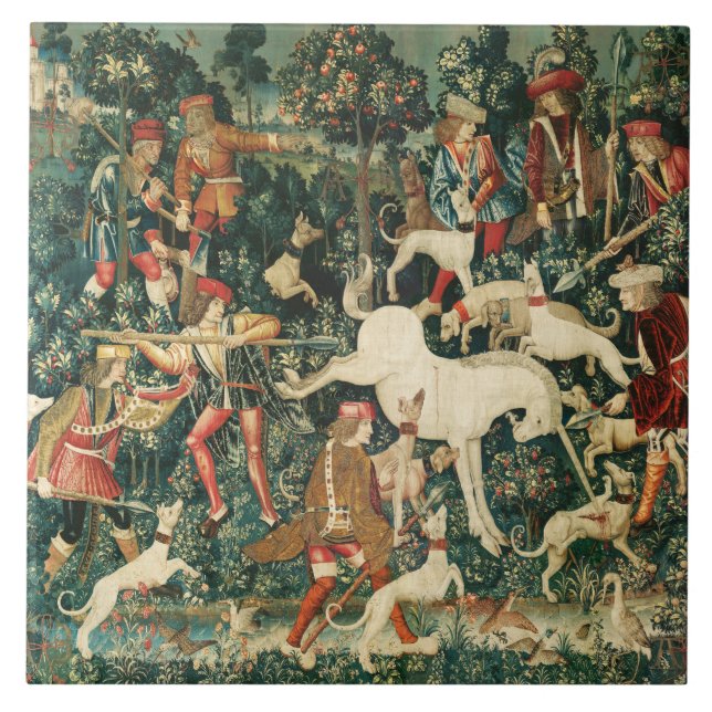 UNICORN DEFENDS ITSELF,Other Animals Green Ceramic Tile (Front)