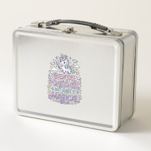 Unicorn Dental Hygienist but Make It Magical Cute Metal Lunch Box