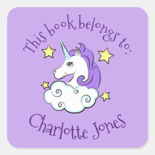 Unicorn Design Bookplate Sticker