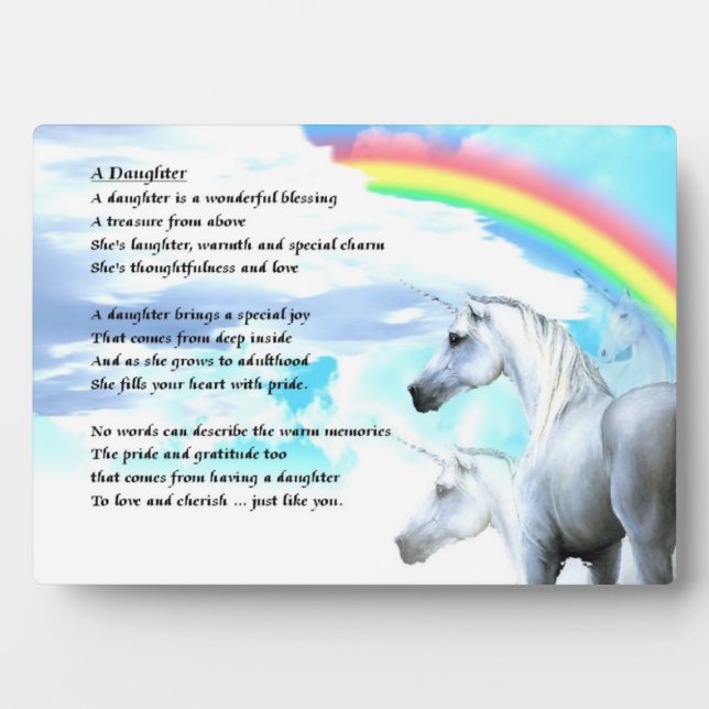Unicorn Design - Daughter Poem Plaque (Front)