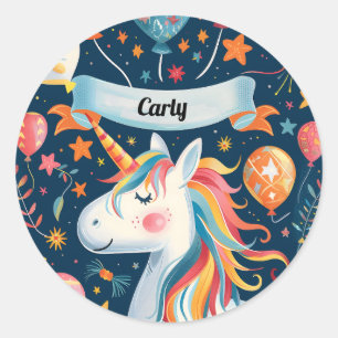 Unicorn design for kids classic round sticker