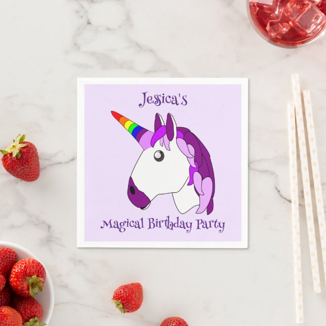 Unicorn Design Personalised Napkin (Insitu)
