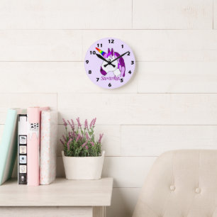 Unicorn Design Personalised Round Clock