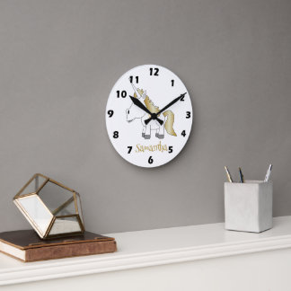 Unicorn Design Round Clock