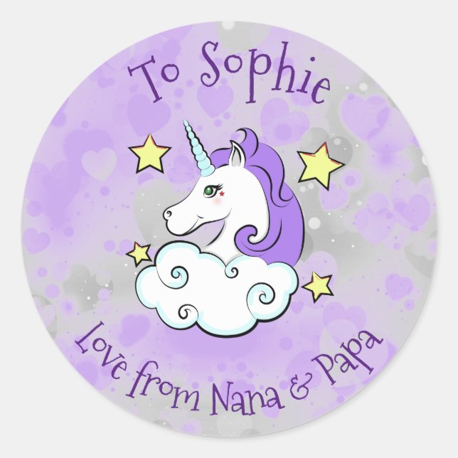 Unicorn Design Sticker Label (Front)