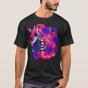 Unicorn dia de los muertos day of the dead skull T-Shirt
