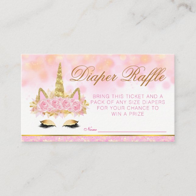 Unicorn Diaper Raffle Tickets Enclosure Card (Front)