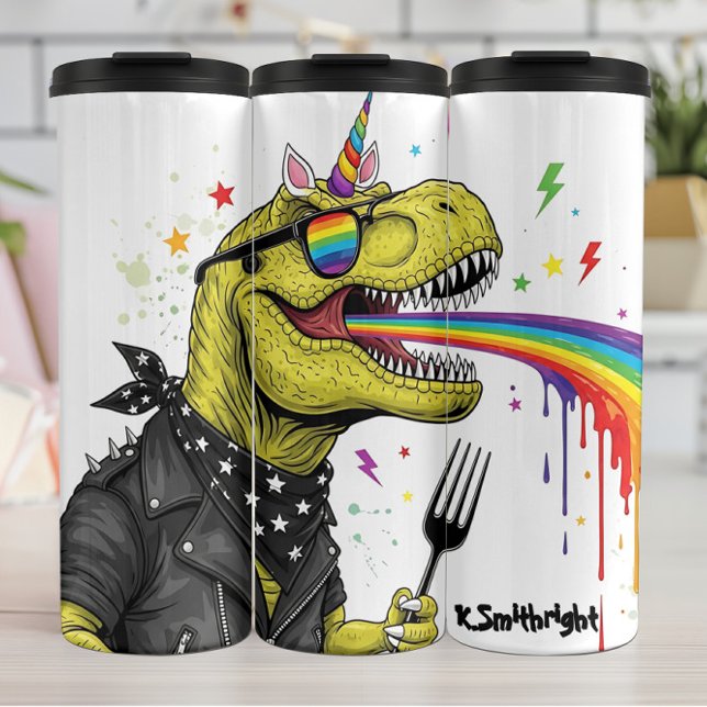 Unicorn Dinosaur Rainbow Punk Rock Thermal Tumbler (Creator Uploaded)