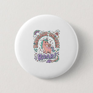 Unicorn Dinosaur Unicorn Roar Retro Style T-Shirt 6 Cm Round Badge
