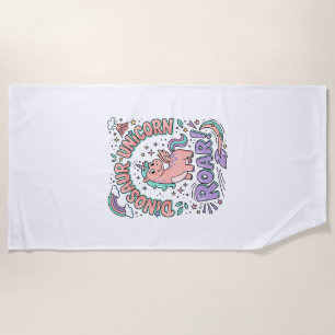 Unicorn Dinosaur Unicorn Roar Retro Style T-Shirt Beach Towel