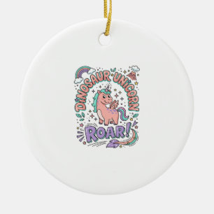 Unicorn Dinosaur Unicorn Roar Retro Style T-Shirt Ceramic Ornament