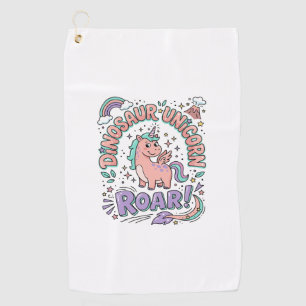 Unicorn Dinosaur Unicorn Roar Retro Style T-Shirt Golf Towel