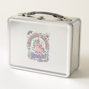 Unicorn Dinosaur Unicorn Roar Retro Style T-Shirt  Metal Lunch Box