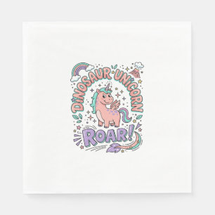 Unicorn Dinosaur Unicorn Roar Retro Style T-Shirt Napkin
