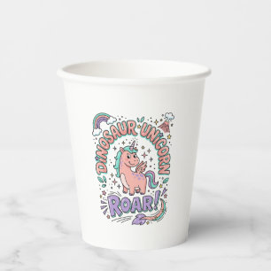 Unicorn Dinosaur Unicorn Roar Retro Style T-Shirt Paper Cups