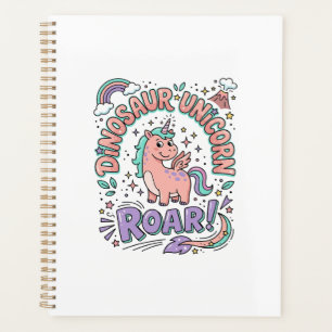 Unicorn Dinosaur Unicorn Roar Retro Style T-Shirt Planner