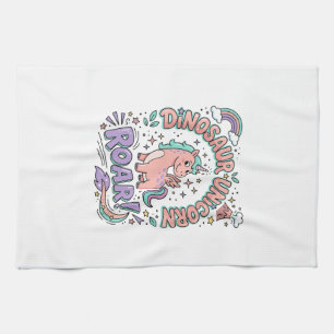 Unicorn Dinosaur Unicorn Roar Retro Style T-Shirt Tea Towel