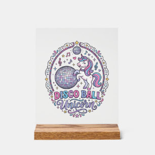 Unicorn Disco Ball Unicorn Playful Print on Demand Acrylic Sign