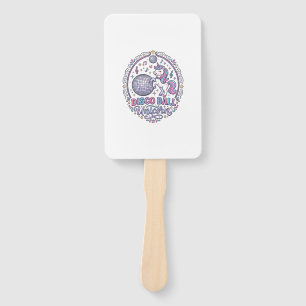 Unicorn Disco Ball Unicorn Playful Print on Demand Hand Fan