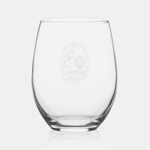 Unicorn Disco Ball Unicorn Playful Print on Demand Stemless Wine Glass