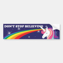 Unicorn "Don't Stop Believing" Bumper Sticker