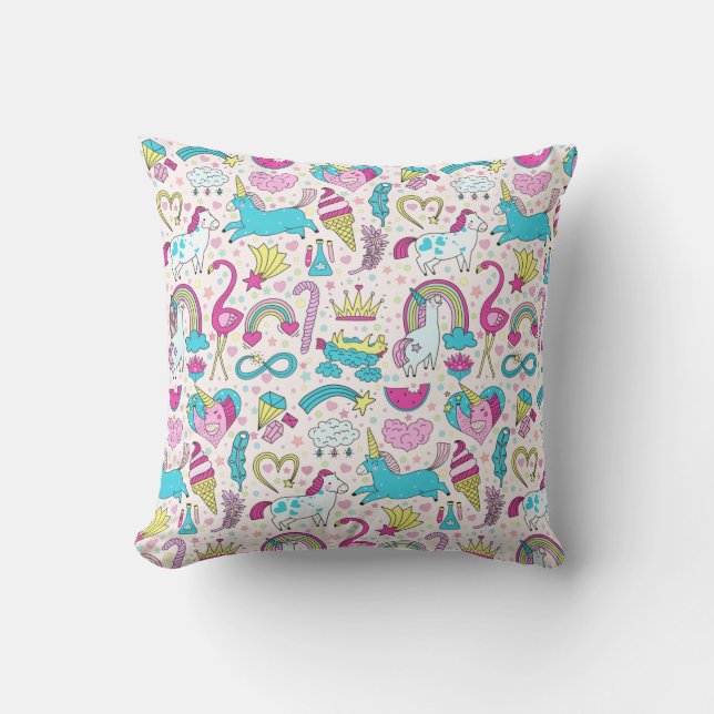 Unicorn Doodle Pattern Cushion (Front)