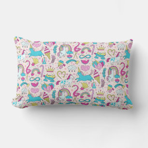 Unicorn Doodle Pattern Lumbar Cushion