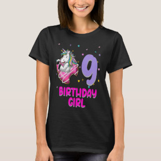 Unicorn Doughnut 9th Birthday Girl Love Funny 9 Ye T-Shirt