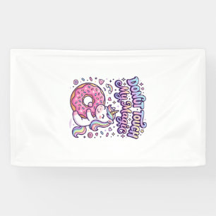 Unicorn Doughnut Touch My Magic Gift Idea Sticker Banner