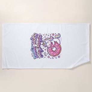 Unicorn Doughnut Touch My Magic Gift Idea Sticker Beach Towel