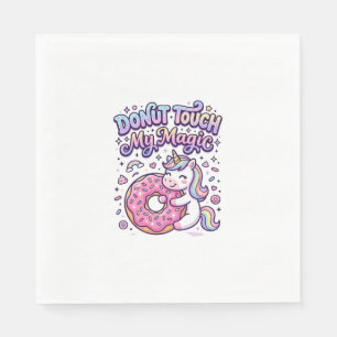 Unicorn Doughnut Touch My Magic Gift Idea Sticker Napkin