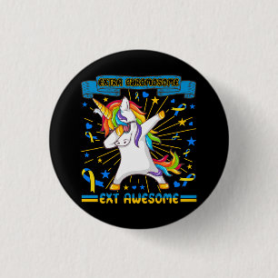Unicorn Down syndrome awareness extra chromosome e 3 Cm Round Badge