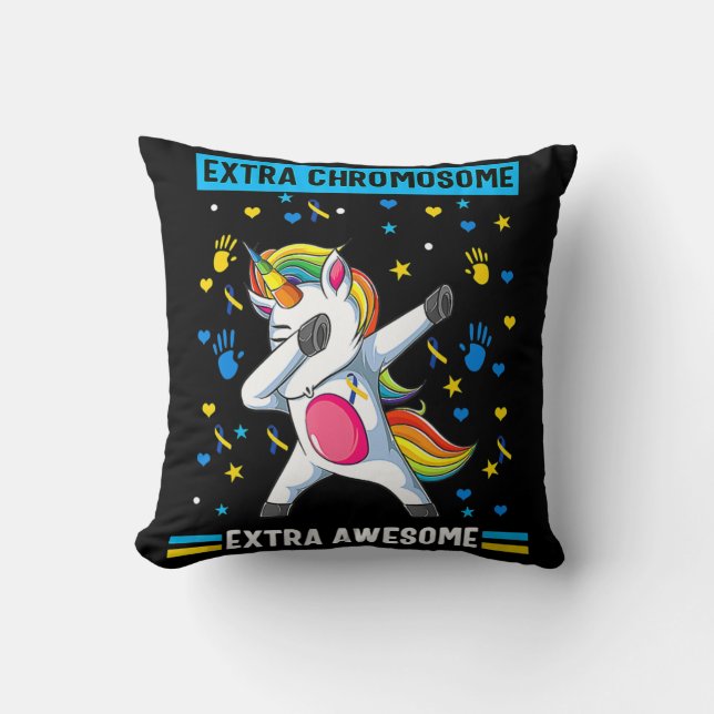 Unicorn Down syndrome awareness extra chromosome e Cushion (Front)