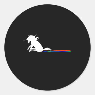 Unicorn Dragging Rainbows Funny Adult S Classic Round Sticker