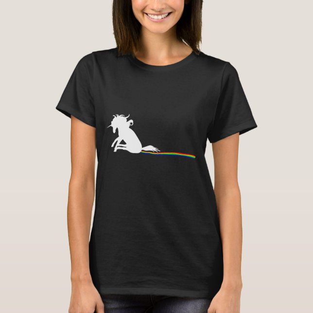Unicorn Dragging Rainbows Funny Adult S  T-Shirt (Front)