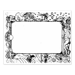 Unicorn Dragon Horse Border Box Scrapbooking Decor Rubber Stamp