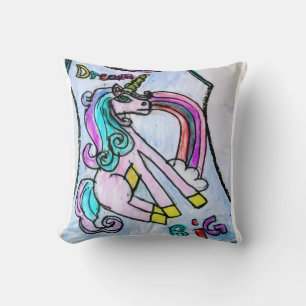 Unicorn Dream Big — Cute Rainbow Unicorn Art Cushion