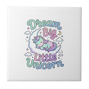 Unicorn Dream Big Little Unicorn Gift Idea Vector  Ceramic Tile