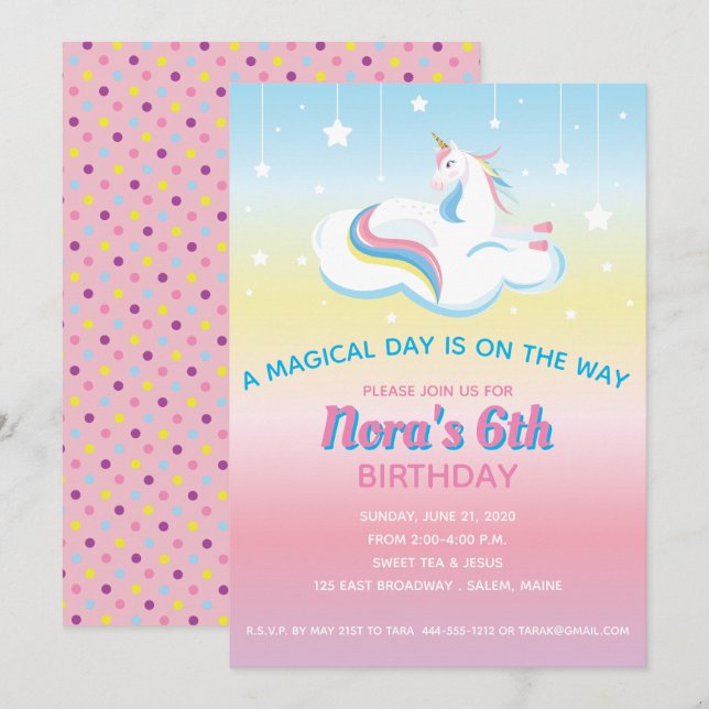 Unicorn Dream Birthday Invitation (Front/Back)