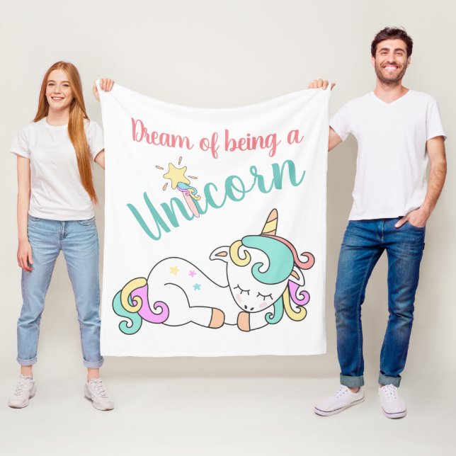 Unicorn Dream Fleece Blanket Personalised (In Situ)