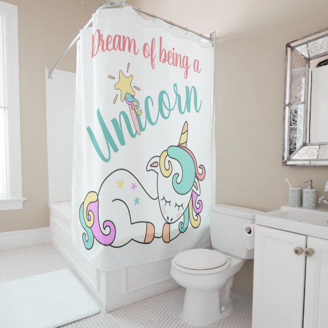 Unicorn Dream Shower Curtain Customised (In Situ)