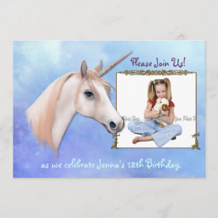 Unicorn Dreams 12th Birthday - Customise Invitation