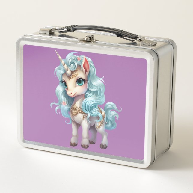 Unicorn Dreams: Back-to-School  Metal Lunch Box (Front)