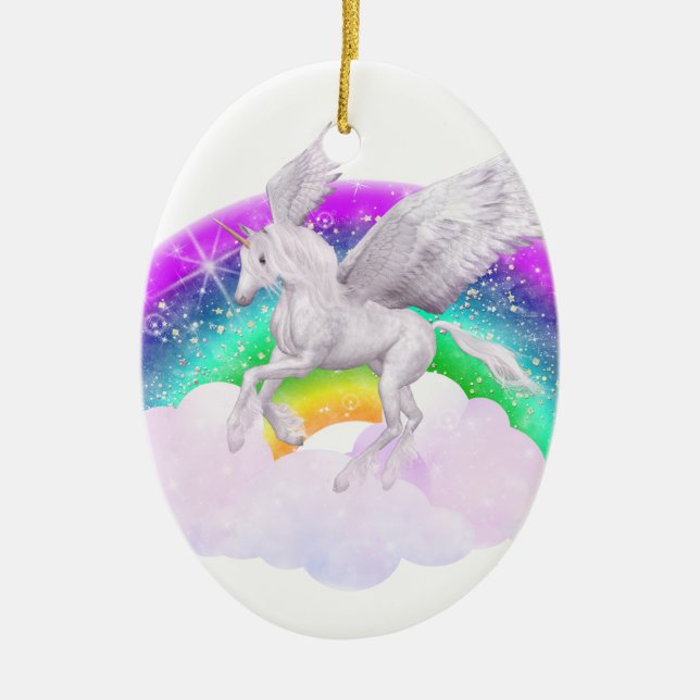 Unicorn Dreams Ceramic Tree Decoration (Front)