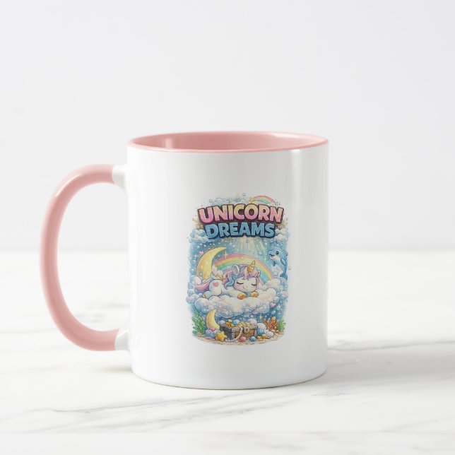 Unicorn Dreams Cute Fantasy Coffee Mug (Left)